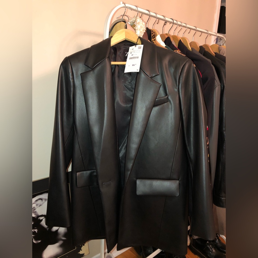 Zara faux leather oversized blazer